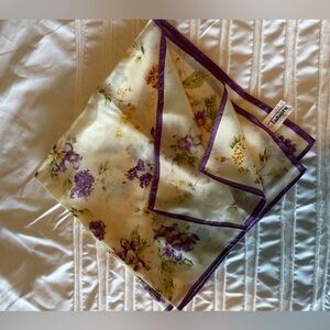 100% Silk Scarf by Talbots Made in Japan. Small purple flowers. Lightweight. EUC